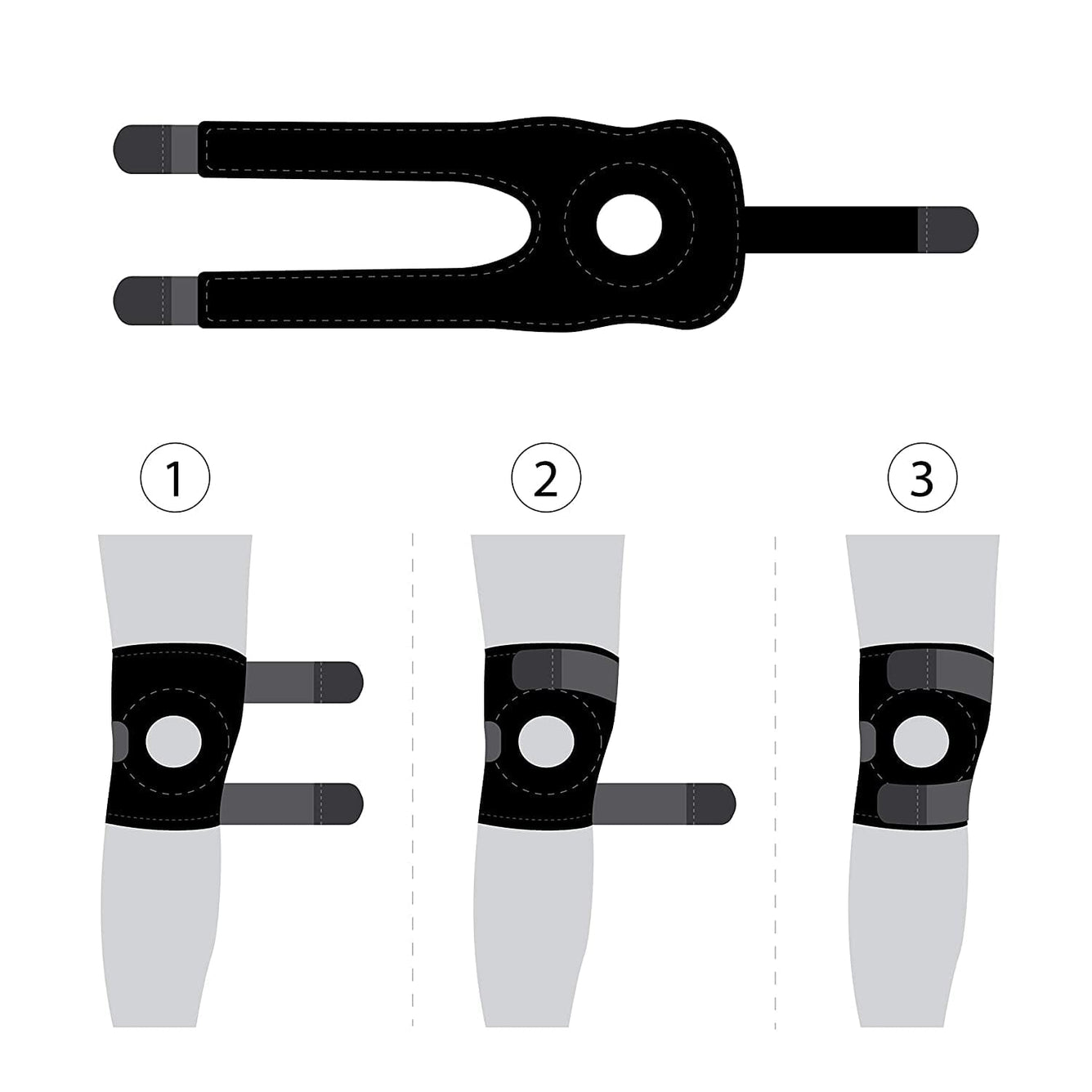 Adjustable Compression Knee Tendon Support Brace for - Arthritis Pain, Injury Recovery, Running, Workout, KS10